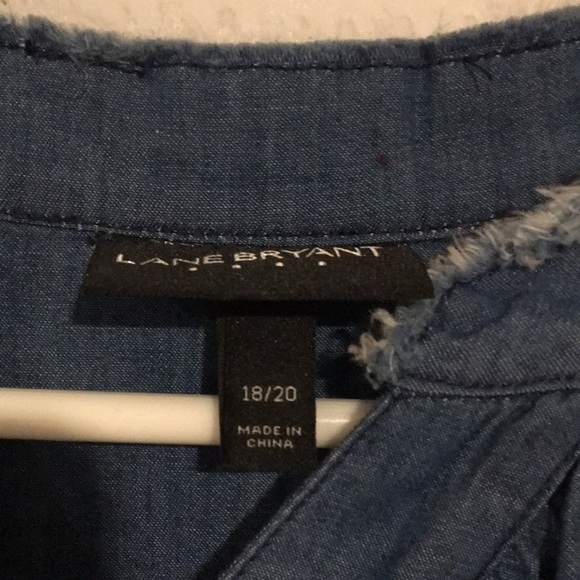 Lane Bryant Tencel Denim ruffled button down blouse Sz 18/20 - Picture 2 of 6